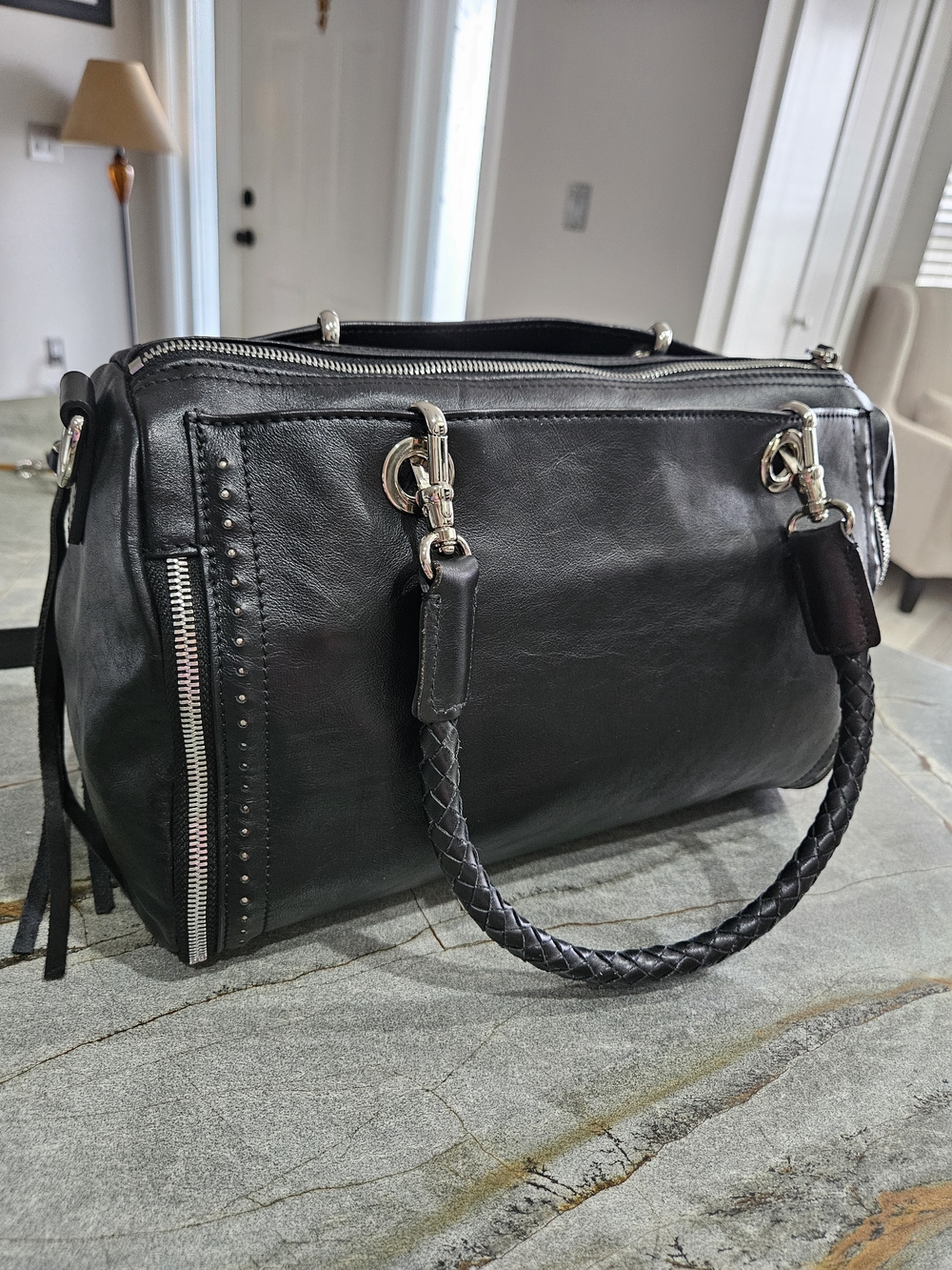OLD TREND Mossy Creek Genuine Leather Tote / Crossbody – Black - Picture 11 of 15